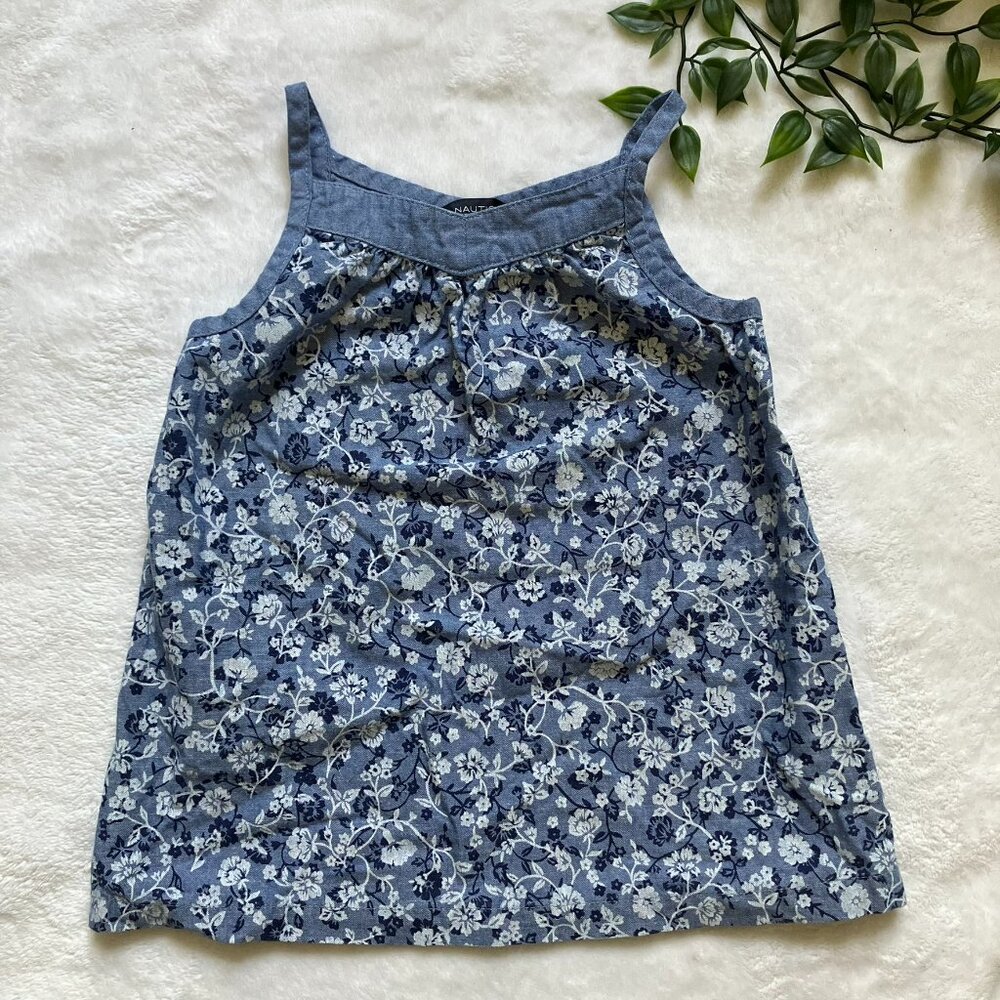 Nautica Floral A-Line Dress 24M Blue Summer Sleeveless